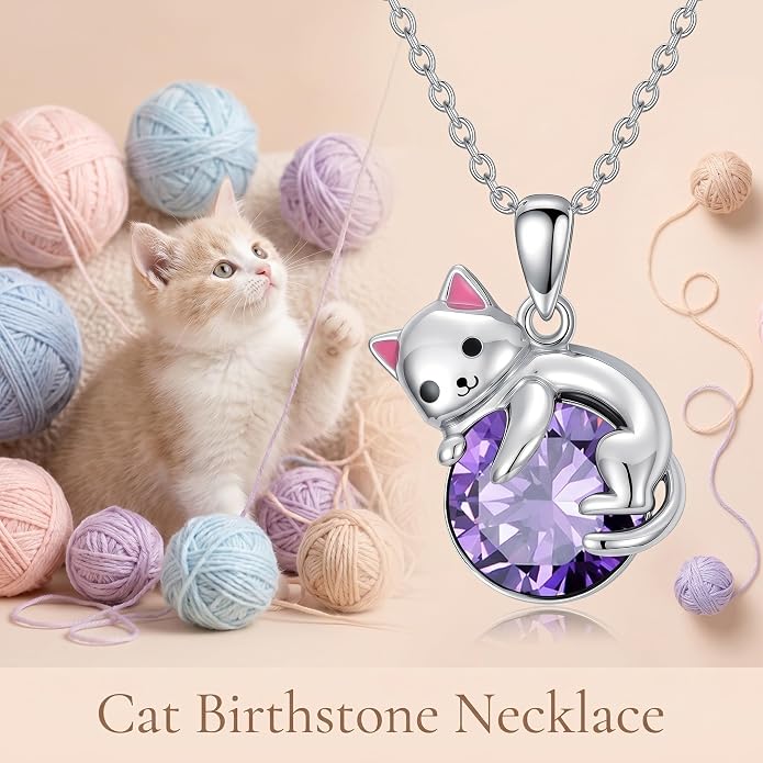 PELOVNY Teddy Bear Necklace for Women 925 Sterling Silver Bear/Highland Cow/Fox/Cat/Axolotl Birthstone Necklace Christmas Birthday Jewelry Gifts for Mom Daughter Wife Sister