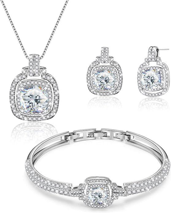 Celestial Whispers Crystal Jewelry Sets For Women Bracelet Necklace and Earrings Sets Idea Gift for Wife Girlfriend or Mothers