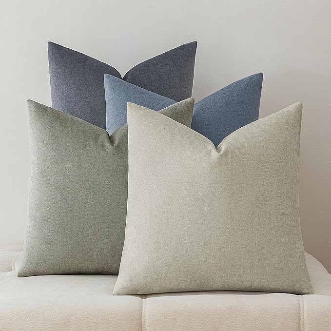 a moment Waterproof Throw Pillow Covers Set of 4,26x26 Inch Outdoor Stain Resistant Pet Friendly Pillowcases Cushion Covers for Patio Sofa and Living Room,Seaside Mist