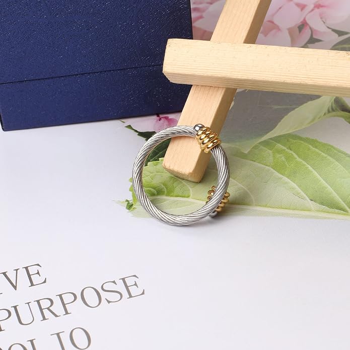 Dorriss Cable Rings Vintage Twisted Open Ring for Women Adjustable Designer Fashion Brand Stainless Steel Jewelry with Gift Box