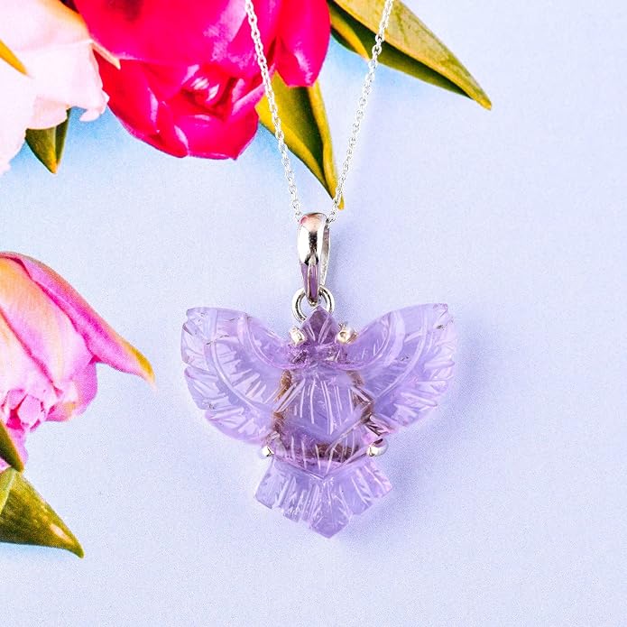 Natural Raw Crystal Rough Gemstone Pendant Necklace For Women, Chakra Healing Stones, Birthstone Jewelry, Rhodium Plated 925 Sterling Silver Chain 18 inch, Birthday Gift