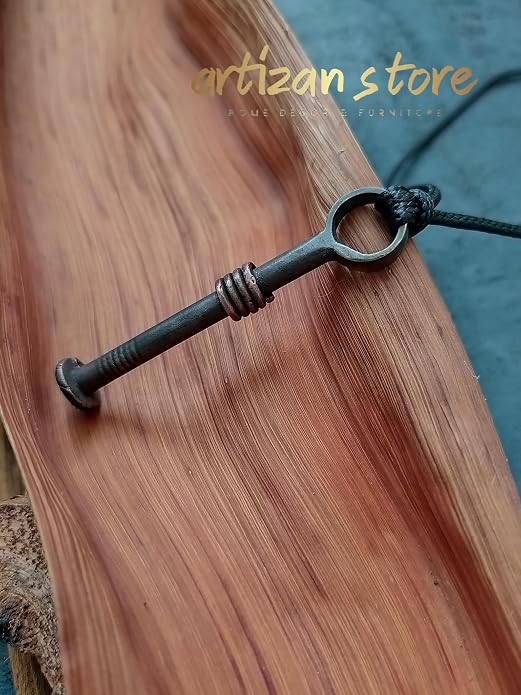ARTIZANSTORE Iron Jewelry Pendant Necklace – Hand Forged Rustic Iron Pendant, Handmade Blacksmith Jewelry Necklace for Men & Women