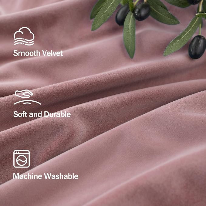 Dusty Rose Pink Velvet Curtains 96 Inches Long for Girls Room Kids Nursery 2 Panels Thick Heavy Privacy Noise Reducing Light Drapes for Living Room Darkening Princess Victorian Western Decor 96 Length