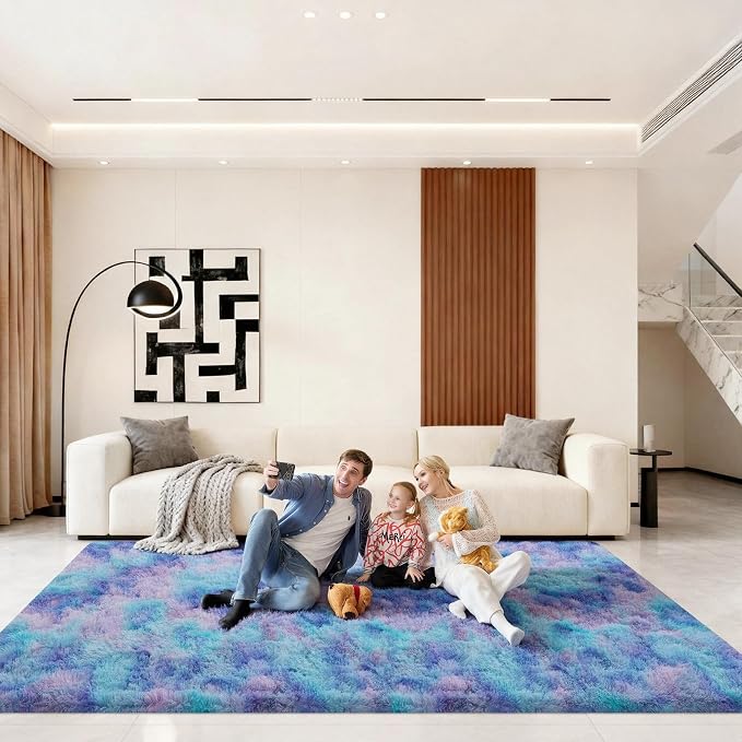 6x9 Area Rugs for Living Room, Large Fluffy Rugs for Bedroom, Fuzzy Shag Soft Non-Slip Carpet for Kids Girls and Boys Nursery Dorm Indoor Room Home Decor (6ft X 9ft, Rainbow)