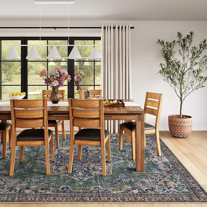 Lahome Vintage Soft Runner Rug (8'x10',Green/multi)