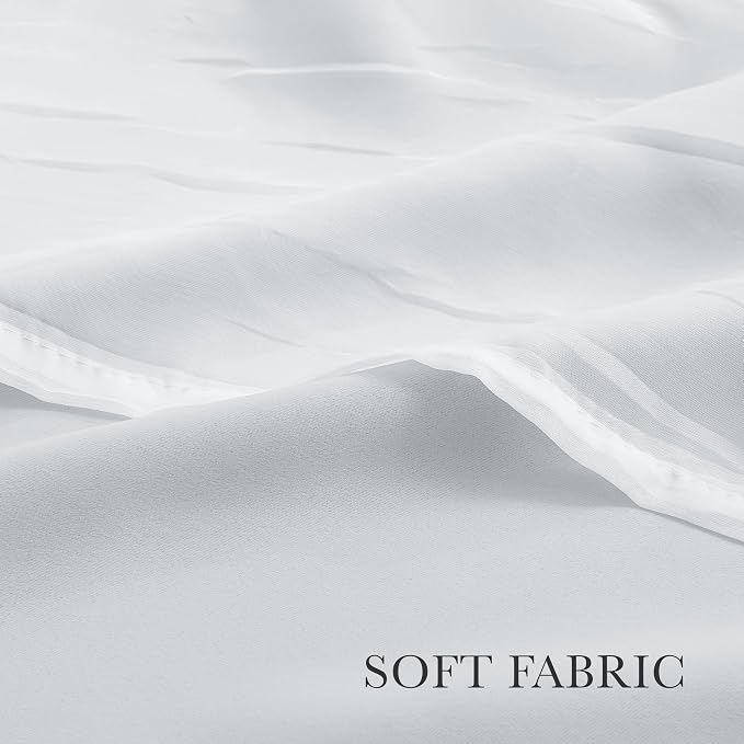 PONY DANCE 2 Layers Curtains Set - Room Darkening Mix & Match Room Darkening Curtains with White Sheer Voile, 52" Wide and 72" Long, Greyish White, 2 Panels