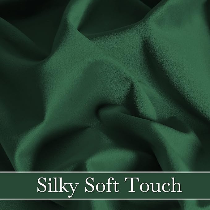 RYB HOME Hunter Green Velvet Curtains for Bedroom Living Room, Thermal Insulated Privacy UV Heat Blocking Luxurious Soft Rod Pocket Back Tab Drapes for Nursery, 42" W x 63" L, 2 Panels