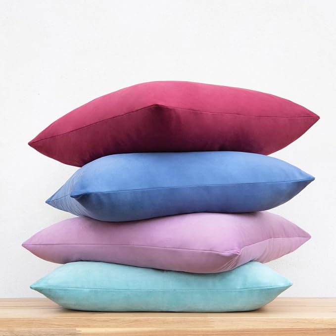 MONDAY MOOSE Decorative Throw Pillow Covers Cushion Cases, Set of 4 Soft Velvet Modern Designs, Mix and Match for Home Decor, Pillow Inserts Not Included (20x20 inch, Purple/Blue)