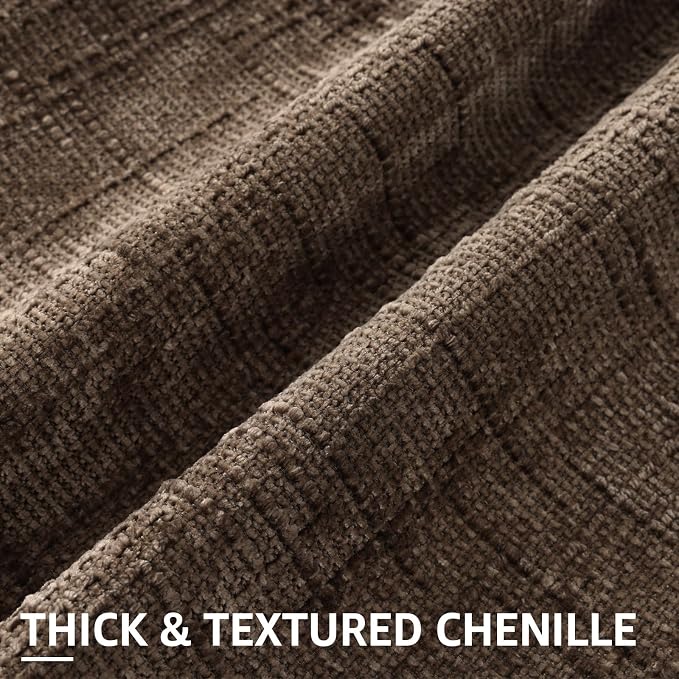 decorUhome Textured Chenille Throw Pillow Covers 26x26 Set of 2 Dusty Brown | Fall Modern Farmhouse Soft Cozy Slubby Couch Pillow Cases Boho Decorative Pillow Cases for Bed Sofa Living Room Home Decor
