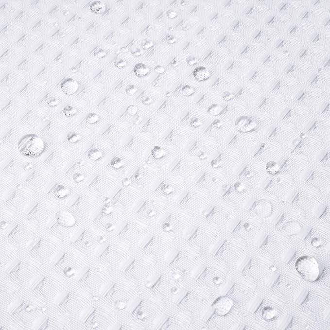 River Dream Stall Heavyweight No Hooks Required Dotted Waffle Weave Shower Curtain with Snap in Liner - 36W x 74H,Hotel Grade,Spa Like Bath Curtain,White
