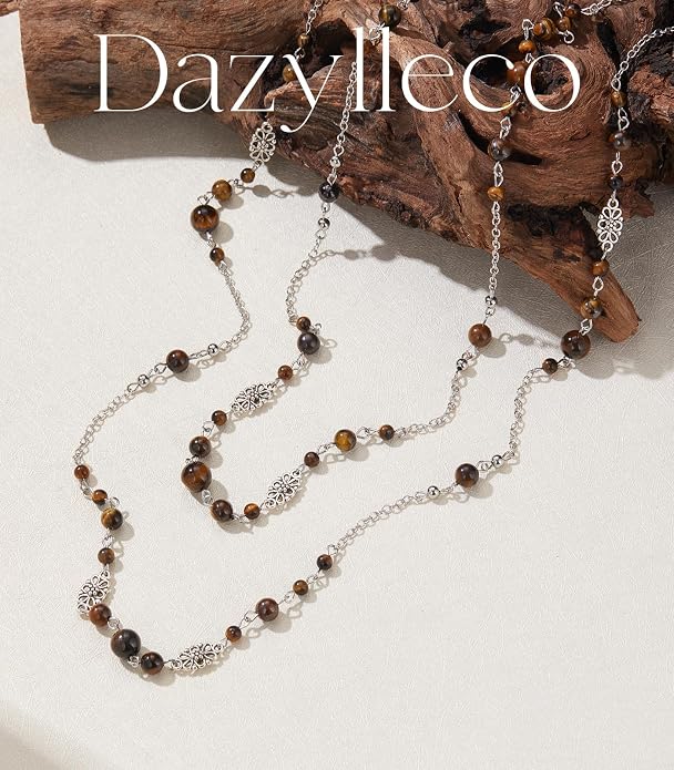 Long Beaded Silver Necklaces for Women Layered Long Statement Necklace with Stone Pearl Beads Double Sweater Chain Costume Jewelry for Women