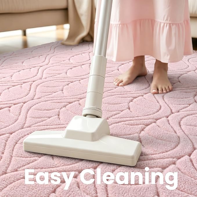 Macgace Ultra Soft Area Rug for Living Room, 5x7 Pink Geometric Shag Rugs | Washable Non-Slip Backing Medium Pile Modren Fuzzy Carpet for Kids Room, Girls Bedroom, Classroom, Dorm