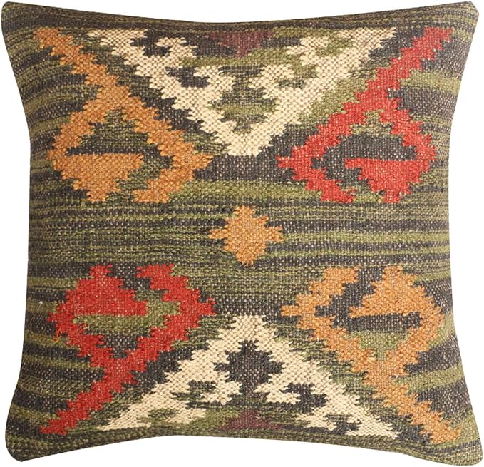 Set of 4 Wool Jute Vintage Kilim Cushion Covers,Home Decor Pillowcases Handwoven Turkish Pillow Decorative Throw Pillow Covers (Multicolor-5)