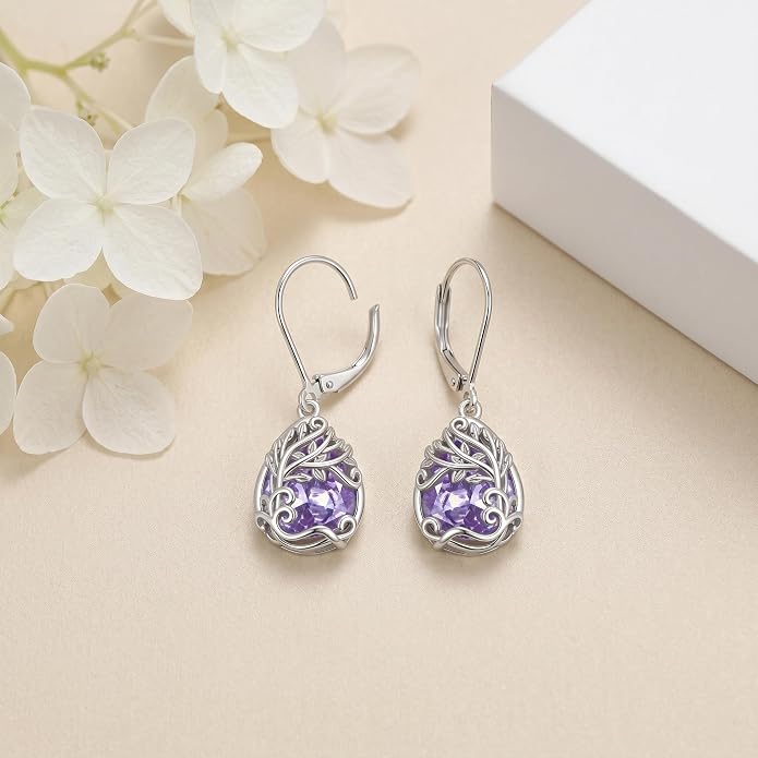 Teardrop Tree of Life/Filigree Earrings for Women Dangle Leverback Earrings Jewelry Gift Anniversary For Her