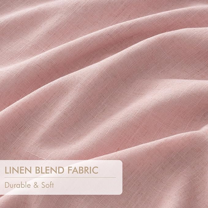 MIULEE Pink Pinch Pleated 100% Blackout Linen Curtains for Bedroom, Room Darkening Memory Trained Light Blocking Window Curtains 108 inches Long for Living Room, Black Out Pleat Drapes, 2 Panels
