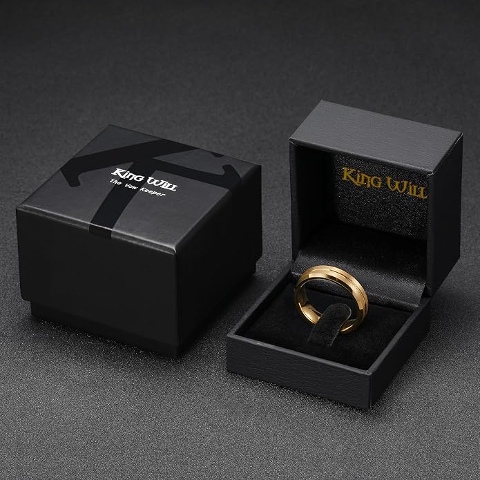 King Will Tungsten Carbide Wedding Band for Men Women-6/8/10mm Width Multicolor Available with Grooved Center Wedding Ring Suitable for Work, Gym Comfort Fit Size 4-16