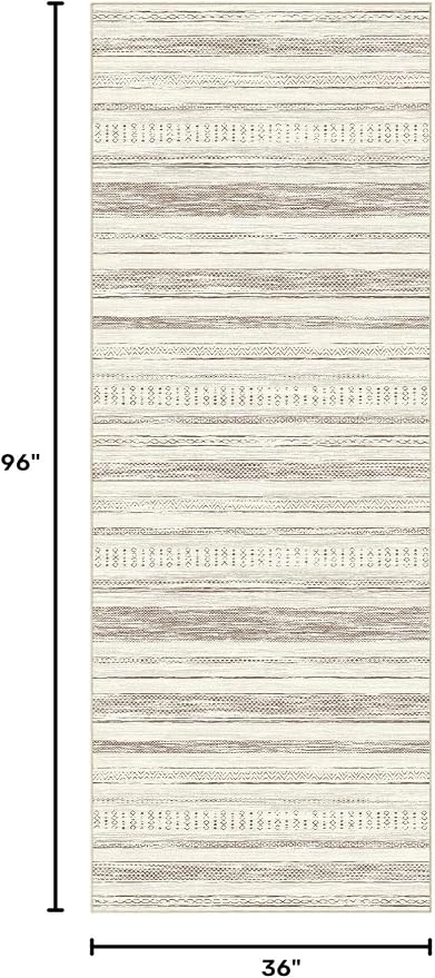 Tortania Area Rug 3x8 Runner Rugs - Washable Soft Neutral Boho Moroccan Farmhouse Rug Indoor Floor Carpet for Living Room Bedroom Kitchen Entryway Under Dining Table Home Office Decor - Beige