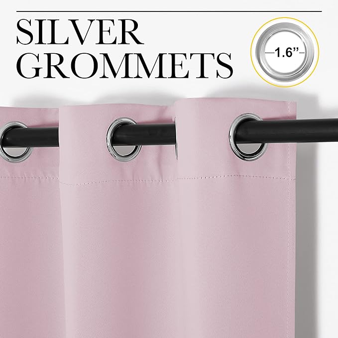 NICETOWN Baby Pink Blackout Curtains 78 inches Length for Living Room, 2 Panels, 55" Wide, Thermal Insulated Decoration Drapes for Bedroom Window