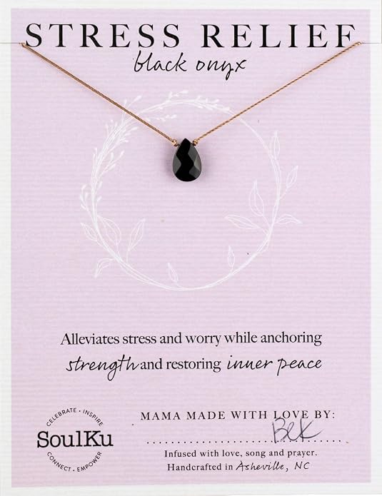 SOULKU Handcrafted Necklace, Empowerment Jewelry With Healing Crystal, Inspirational Jewelry For Women, Mom & Sister Gifts, 2" Extender With Lobster Clasp, 16" Nylon Cord