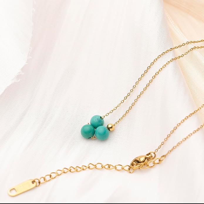 Dainty Crystal 925 Sterling Silver Choker Collar Necklace Handmade With 3 Beads Birthstone Jewelry Gifts for Women Young Lady Mother Friends Keenove