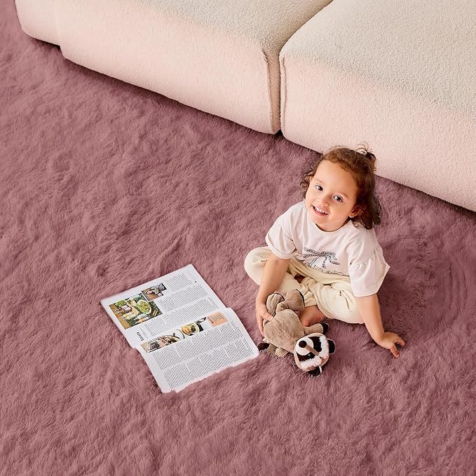 OPPODREAM 8x10 Blush Rugs for Bedroom, Ultra-Soft Fluffy Area Rugs for Living Room, 8 x 10 Shag Carpet for Nursery, Kids, Girl, Boy, Baby, Plush, Fuzzy, Shaggy, Cute Home Decor