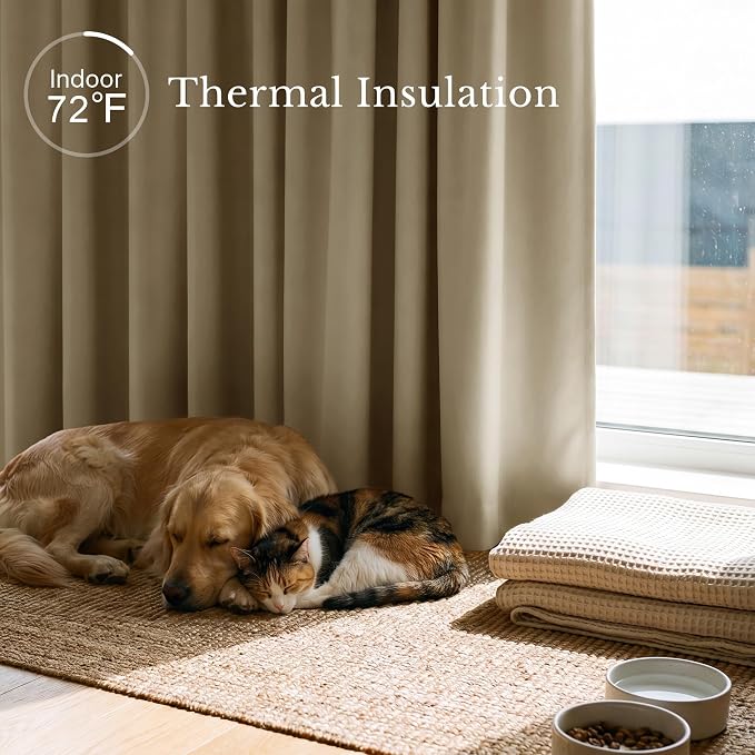 NICETOWN Window Treatment Thermal Insulated Rod Pocket Room Darkening Curtains/Drapes for Living Room (Cocoa Eggnog, 2 Panels, W42 x L84 inches)