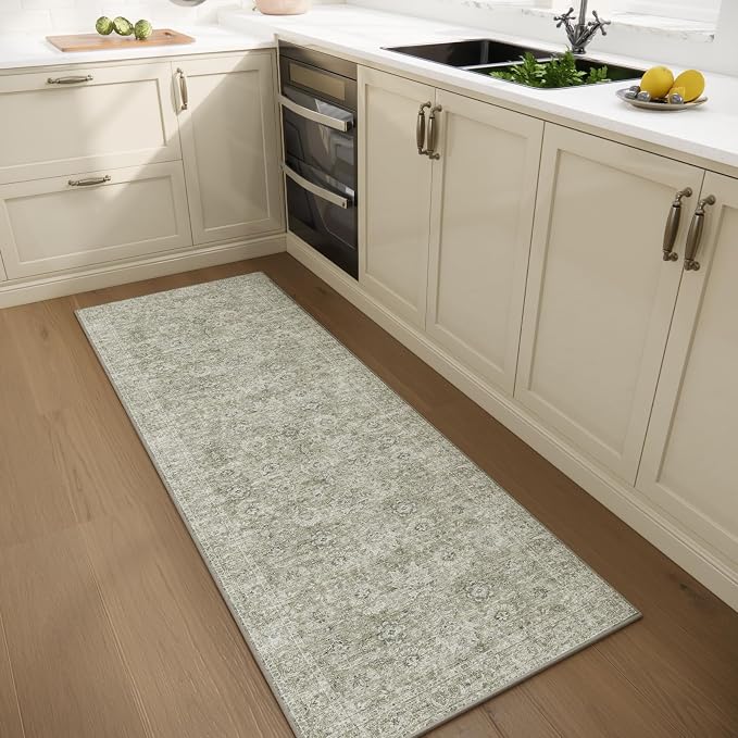 Machine Washable Hallway Runner Rug: 2'x6' Kitchen Rugs Soft Non-Slip Low Pile Vintage Boho Carpet Runners for Indoor Entryway Kitchen Bedside Bedroom Bathroom Farmhouse Decor