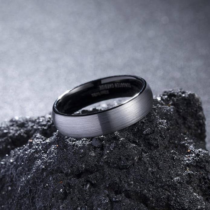King Will Wedding Band for Men Women, 2/4/6/7/8mm Domed Matte Brushed Tungsten Carbide Rings, Solid/Dual Color Engagement Rings, Comfort Fit