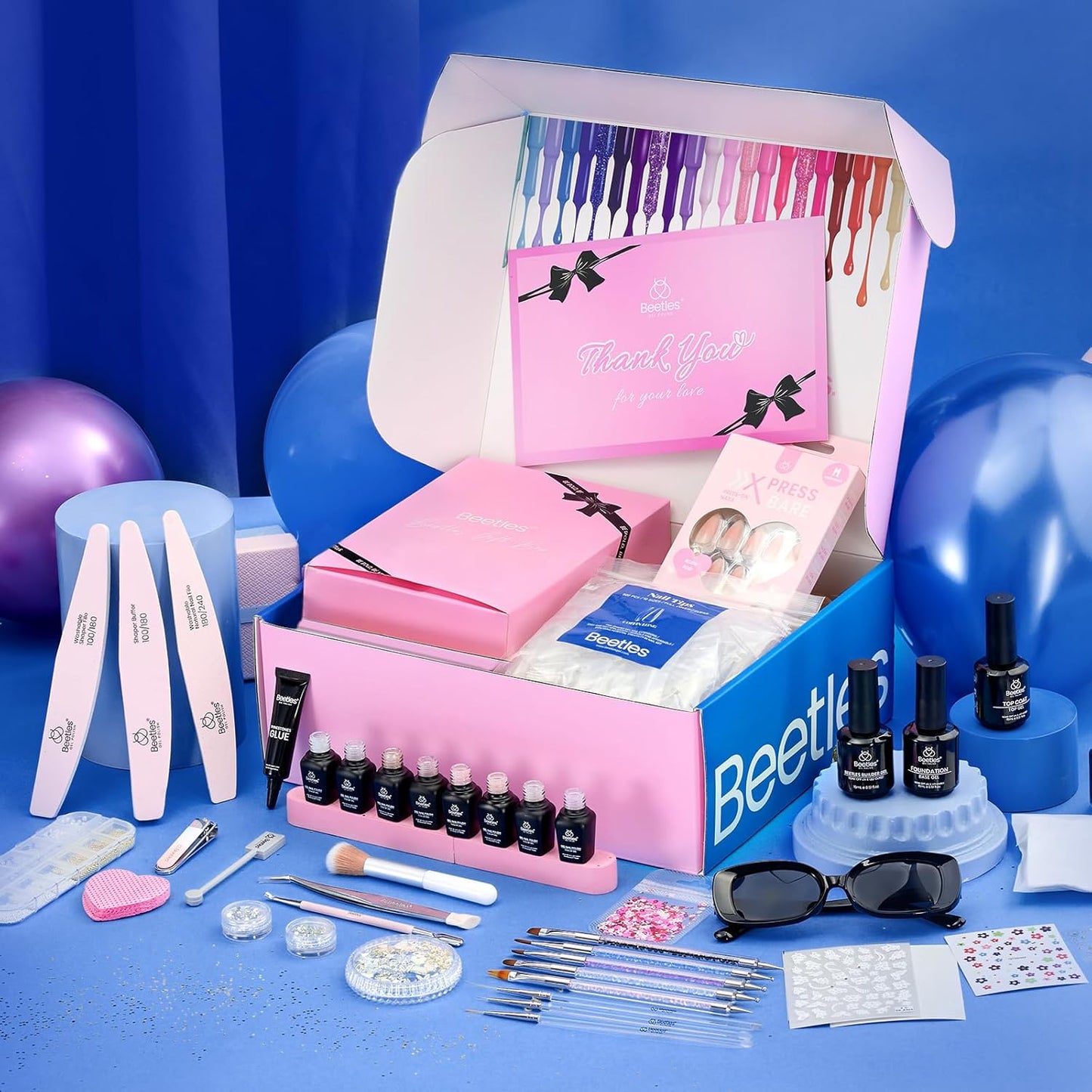 Beetles Jelly Gel Nail Polish Set - Gift Box Nude Sands Collection 75 PCS 20 Colors Jelly Nail Polish Kit Nude Pink Milky White Glitter Silver Cat Eye Base Glossy Matte Top Coat Gift for Women