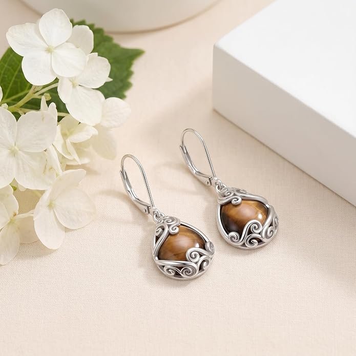 Teardrop Tree of Life/Filigree Earrings for Women Dangle Leverback Earrings Jewelry Gift Anniversary For Her