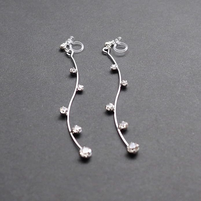Comfortable Stick Invisible Clip On Earrings Gold Dangle Long Waved Threader Bar Clip-On Non Pierced Earrings Silver For Women,…