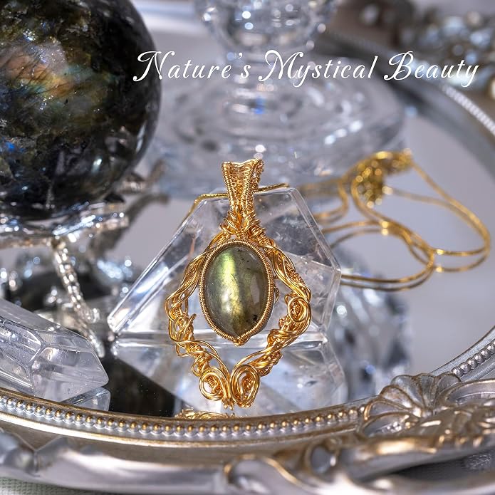 Natural Faceted Labradorite Pendant Necklace – Unique Stone of Magic & Transformation, Iridescent Flash Gemstone Jewelry, Handmade Healing Crystal Gift for Women, Birthday, Anniversary, Spiritual Awakening & Intuition