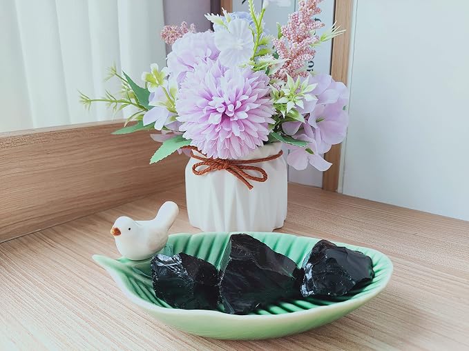 Luckeeper 0.5 lb Rough Crystals Bulk Raw Black Obsidian Quartz Healing Stones for Tumbling, Wire Wrapping, Wicca Reiki,Meditation and Home Decor