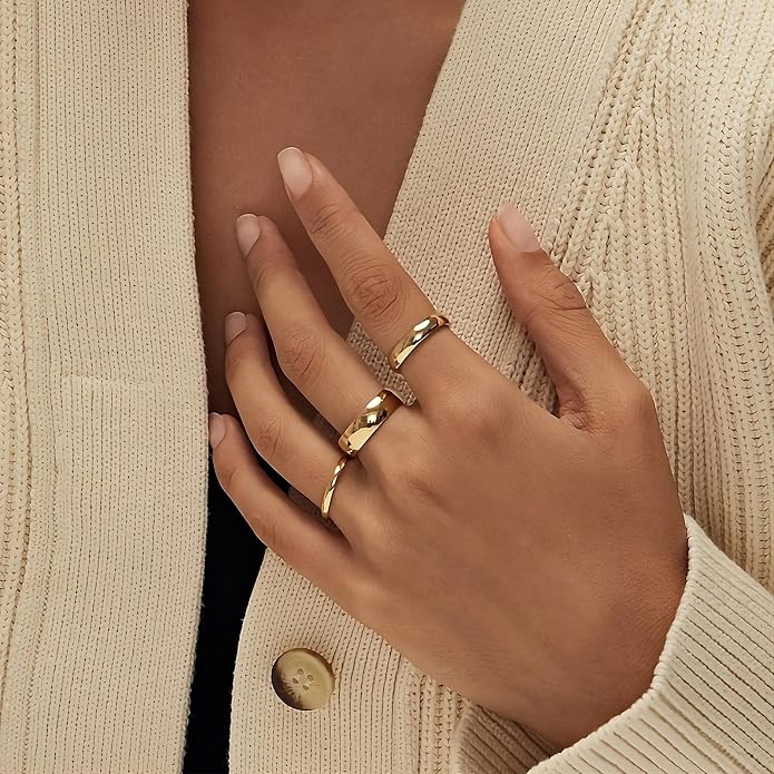 NOKMIT 2mm 4mm 6mm Gold Wedding Bands for Women Men Dainty Gold Silver Tungsten Cigar Band Rings Thumb Pinky Ring High Polish Non Tarnish Comfort Fit Size 4-12