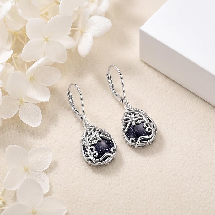Teardrop Tree of Life/Filigree Earrings for Women Dangle Leverback Earrings Jewelry Gift Anniversary For Her