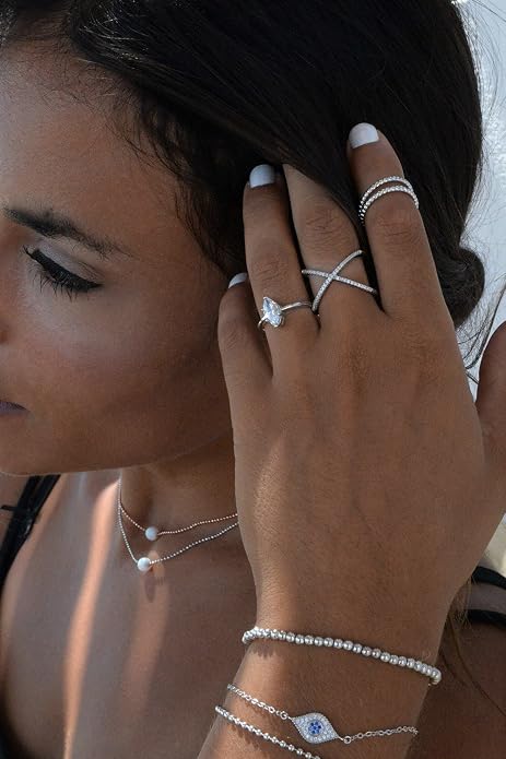 LEMON GRASS Womens Criss Cross Ring Diamond X Ring Micropave CZ Inlay 14K Rose Gold Plating Size 4 5 6 7 8 9 10