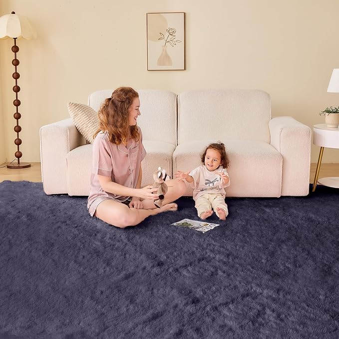 OPPODREAM 9x12 Greyish Purple Rugs for Bedroom, Ultra-Soft Fluffy Area Rugs for Living Room, 9 x 12 Shag Carpet for Nursery, Kids, Girl, Boy, Baby, Plush, Fuzzy, Shaggy, Cute Home Decor