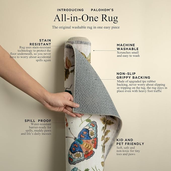 8x10 Area Rugs for Living Room: Washable Bedroom Rug Stain Resistant Non Slip Low Pile Soft Lightweight Carpet for Kitchen Dining Room Farmhouse Nursery Kids Room Indoor
