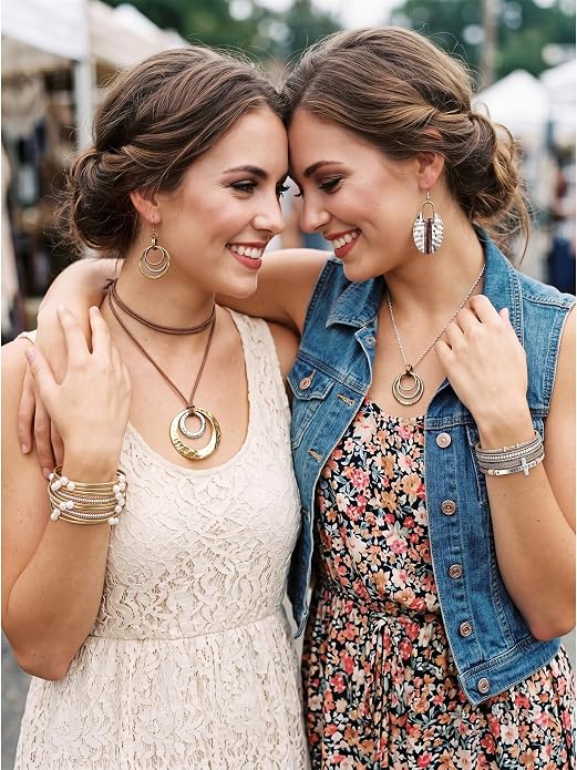 Tondiamo 12Pcs Boho Jewelry Set for Women Bohemian Western Jewelry Set with Long Pendant Necklace Dangle Earrings and Stackable Bangle Bracelets Accessories for Women Friendship Gift
