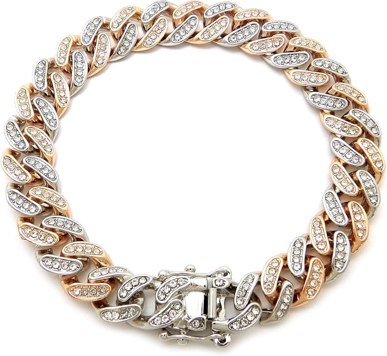 Fashion 21 Women's Stone Filled 10mm, 12mm Various Length Box Lock Cuban Chain Anklet