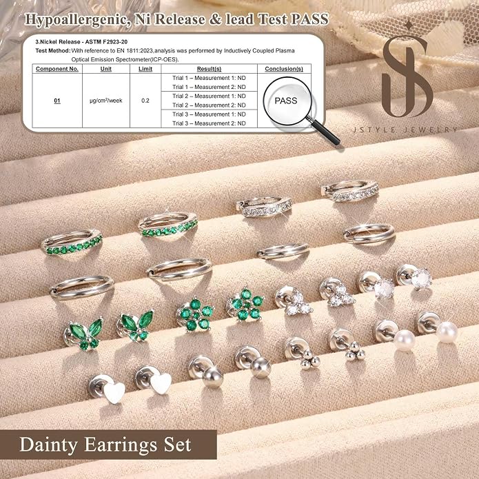 Jstyle Hypoallergenic 14K Gold Plated Stud Hoop Earrings for Women Men Surgical Stainless Steel Flat Back Earrings Small Huggie Hoops Cartilage Earring Set for Multiple Piercing Jewelry Gift for Women
