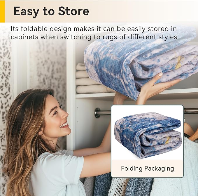 RELEANY Washable Area Rugs 2'6"x10 Non-Slip Modern Abstract Soft for Living Room Entryway Bedroom Kitchen, Print Pattern, Grey Blue Gold/Golden