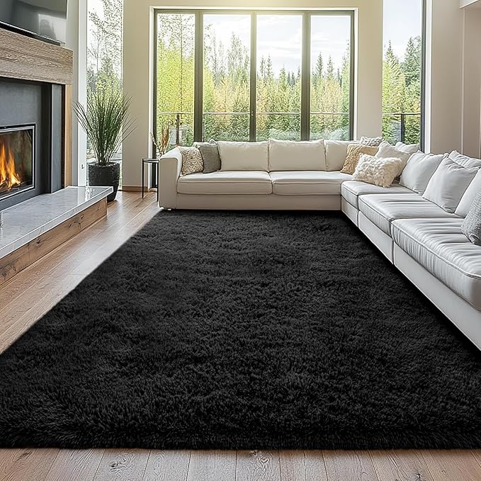 10x14 Black Carpet for Living Room – Extra Large Shag Rug | Extra Large Oversized - Soft Shaggy High Pile - Shaggy Big Mordern Decor