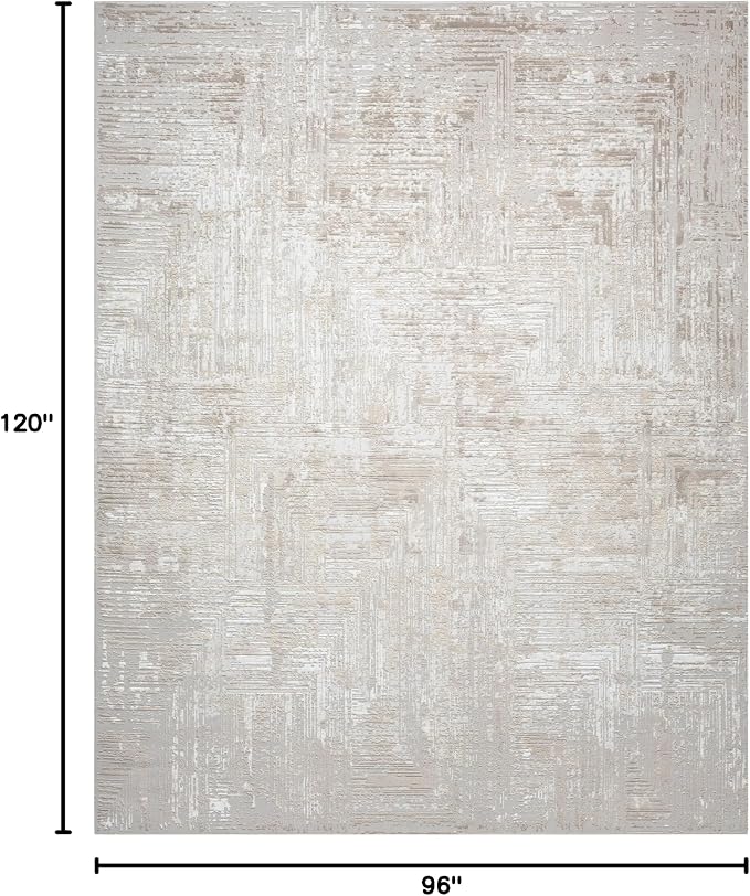 Amy Modern Abstract Area Rug for Living Room, 8x10 Contemporary Textured Geometric Large Beige Neutral Rug, High-Low Pile Stain Resistant Carpet for Bedroom or Dining Room (8' x 10', Beige)