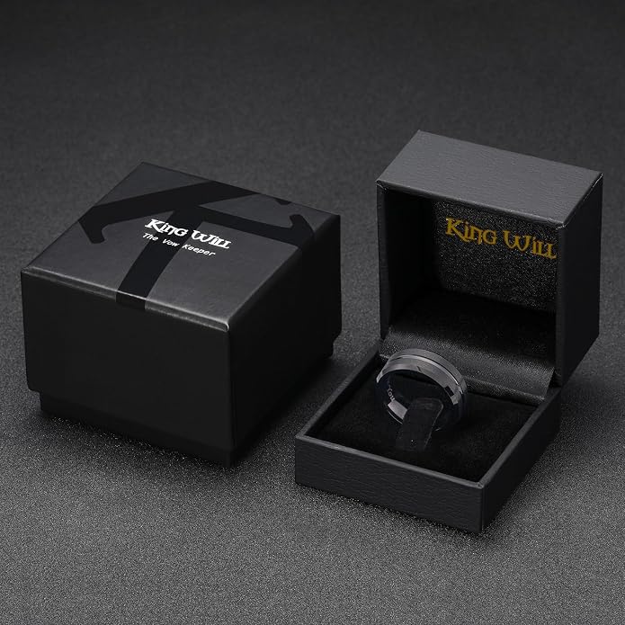 King Will Tungsten Carbide Wedding Band for Men Women-6/8/10mm Width Multicolor Available with Grooved Center Wedding Ring Suitable for Work, Gym Comfort Fit Size 4-16