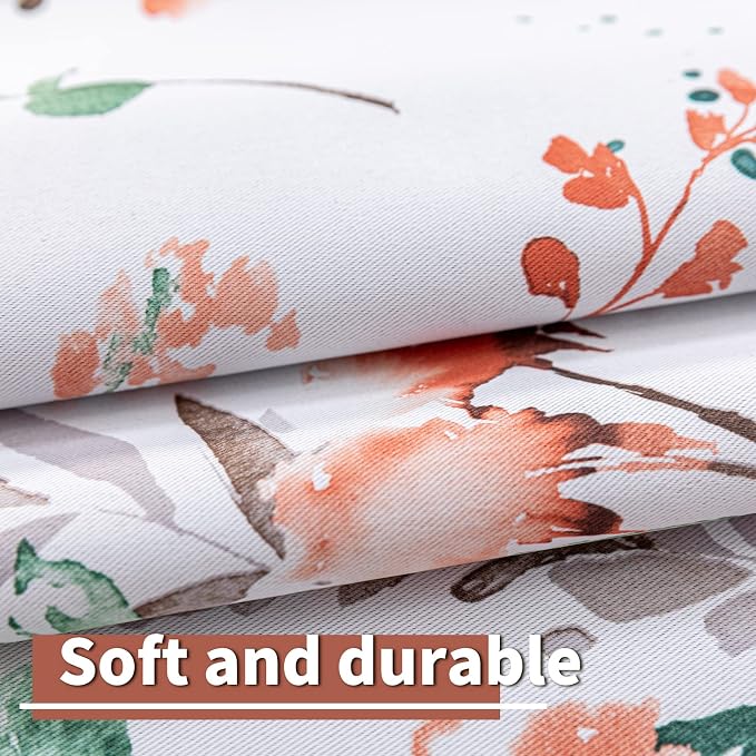MYSKY HOME Bedroom Curtains Room Darkening Fall Curtains 63 inches Long Floral Drapes for Kitchen Dormer Window Thermal Insulated Panels Vintage Classical Floral Printing, 2 Panels, Orange