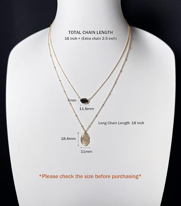 OZEL JEWELRY & GIFT Layered Gold Necklaces for Women - Crystal Colorful Delicate Cutting Pendant Necklace - 18K Gold Plated - Birthday Gifts (Made in Korea)