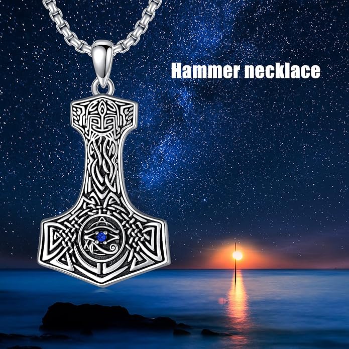 Thors Hammer Necklace 925 Sterling Silver Viking Mjolnir Pendant Mjolnir Jewelry for Men Women