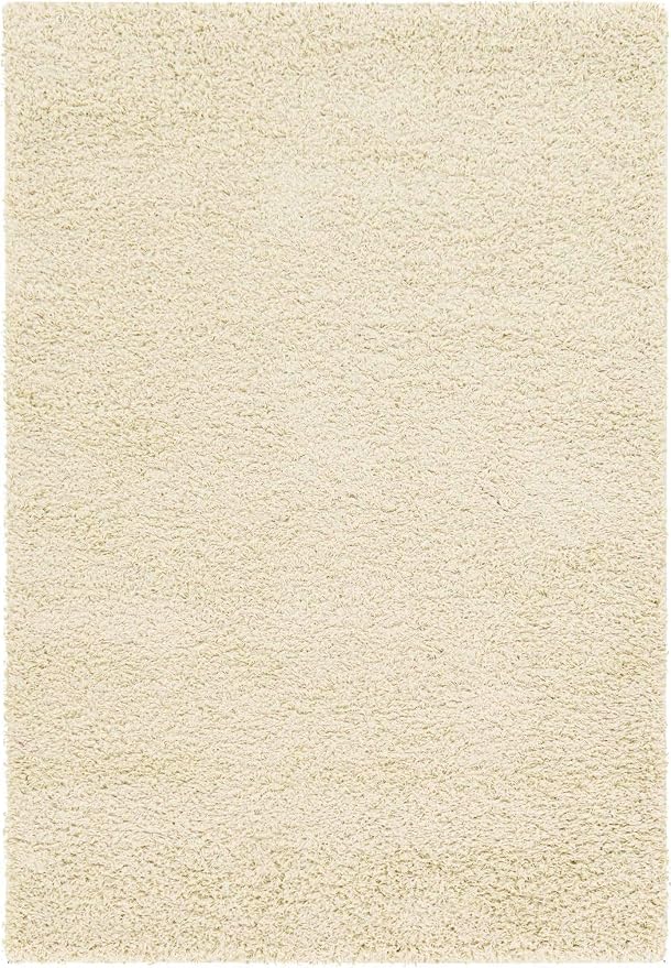 Unique Loom Solid Shag Collection Area Rug (4' 1" x 6' 1" Rectangle, Pure Ivory)