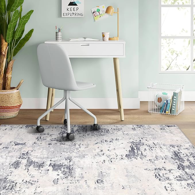 ROYHOME Modern Abstract 2x3 Area Rug Non Slip Non Shedding Low Pile Stain Resistant Rug for Entryway Kitchen Bedroom,Grey Taupe